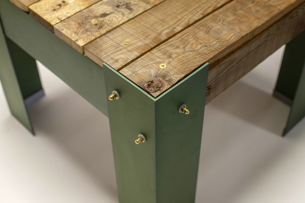 Bijzettafel van Aluminium en Pallethout (foto 5)