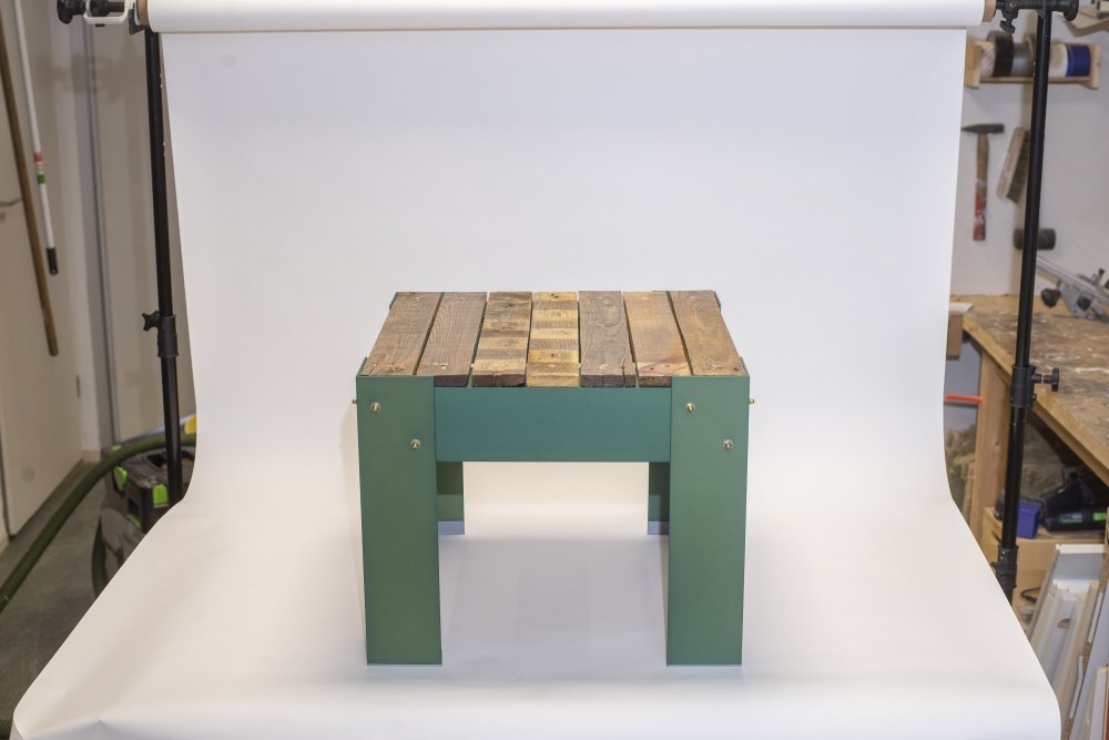 Bijzettafel van Aluminium en Pallethout (foto 8)