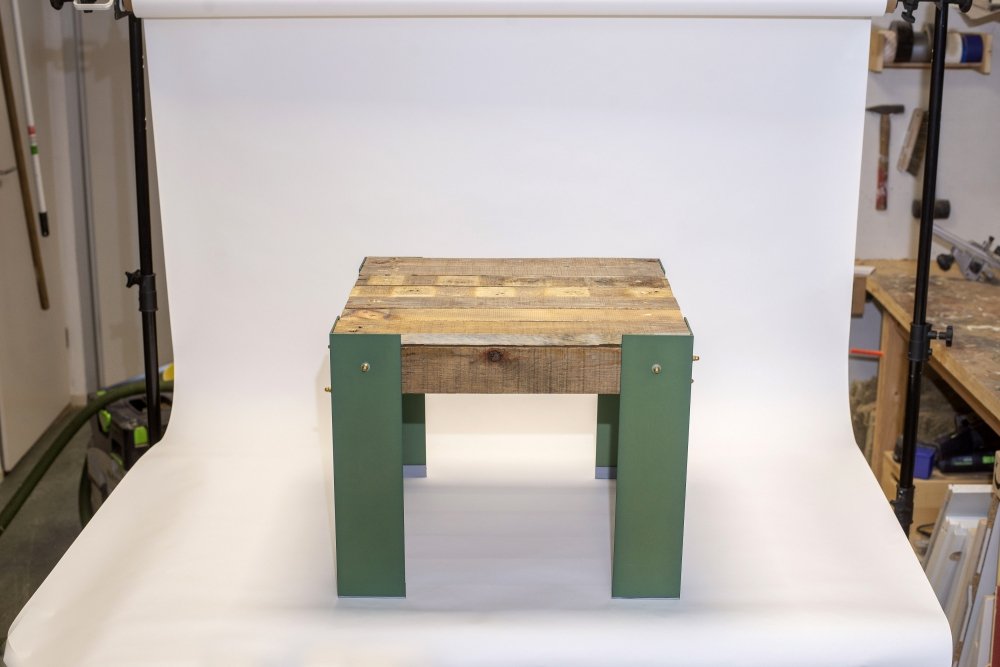 Bijzettafel van Aluminium en Pallethout (foto 9)