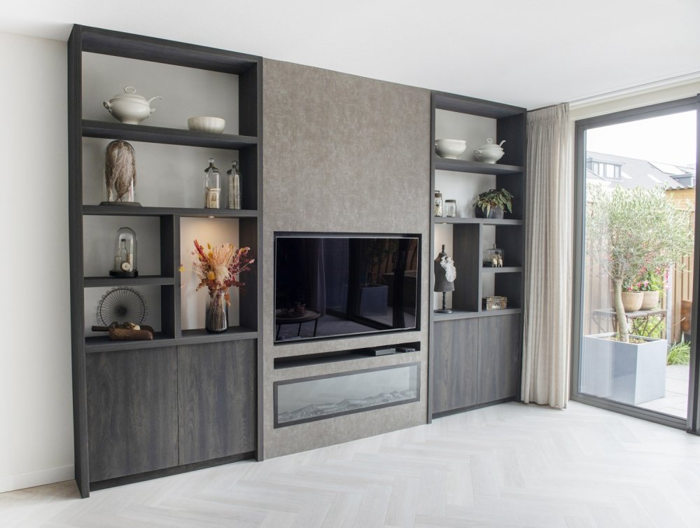 Cinewall van luxe spaanplaat met haard (foto 2)